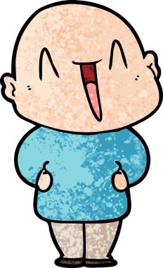 Bir insan tarafından çizilmiş mutlu, kel adam.