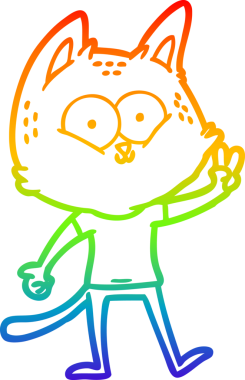 Gökkuşağı gradyan çizgi çizimi bir insan tarafından çizilmiş barış işareti