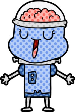 Bir insan tarafından çizilmiş mutlu çizgi film robotu