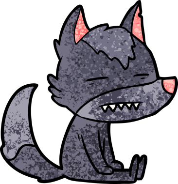 Bir insan tarafından çizilmiş dişlerini gösteren bir kurt resmi.