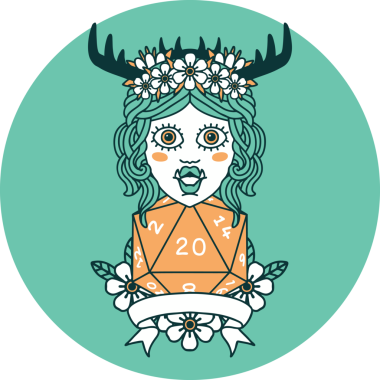 Bir insan tarafından çizilmiş 20 zarlı Ork Druid karakteri simgesi