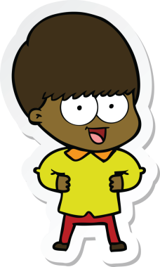 Bir insan tarafından çizilmiş mutlu bir çizgi film çocuğunun çıkartması.