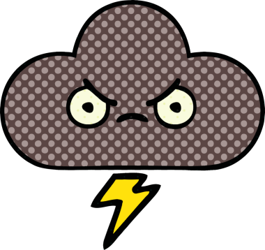 Bir insan tarafından çizilmiş bir fırtına bulutunun karikatürü.