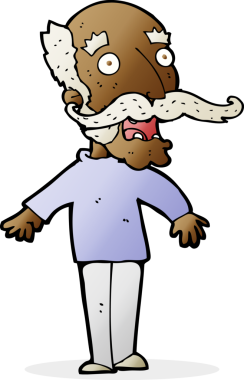 Karikatür ihtiyarı şaşırtan bir insan.