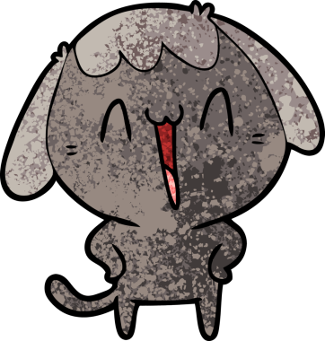 Bir insan tarafından çizilmiş şirin bir çizgi film köpeği.