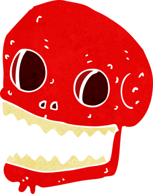 Bir insan tarafından çizilmiş ürkütücü bir kafatası.