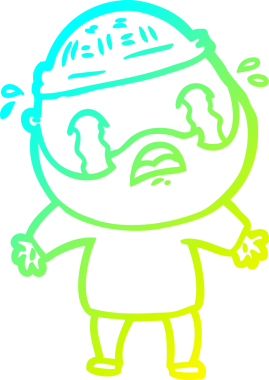 Bir insan tarafından çizilmiş ağlayan sakallı bir adamın çizdiği soğuk çizgi.