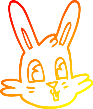 Bir insan tarafından çizilmiş tavşan suratlı çizgi film çizimi.