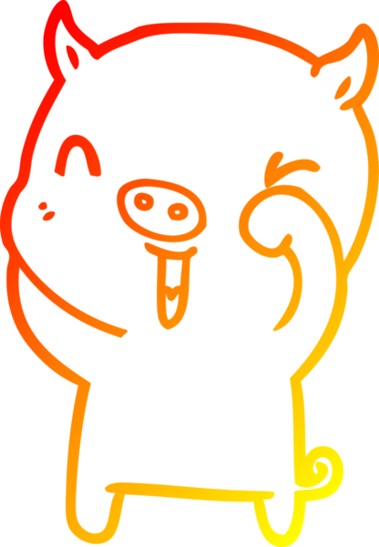 Bir insan tarafından çizilmiş mutlu çizgi film domuzu çizimi.