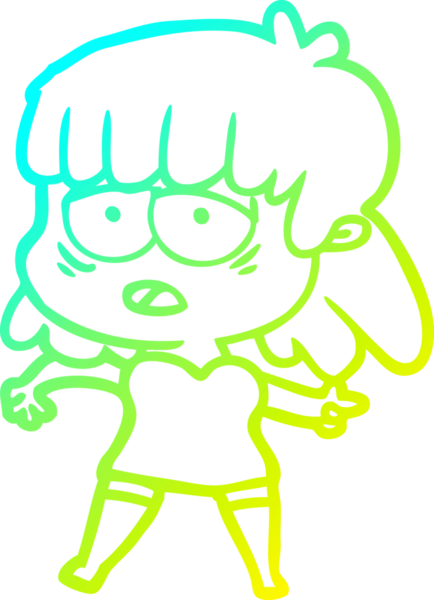 Bir insan tarafından çizilmiş, karikatür çizen yorgun bir kadın.