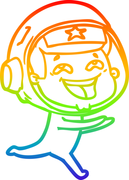 Gökkuşağı gradyan çizgi çizimi Bir insan tarafından çizilmiş gülen astronot