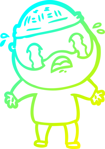 Bir insan tarafından çizilmiş ağlayan sakallı bir adamın çizdiği soğuk çizgi.