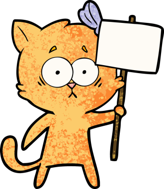 Bir insan tarafından çizilmiş çizgi film kedisi.