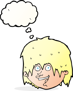 Bir insan tarafından çizilmiş düşünce balonlu mutlu adam çizgi filmi.