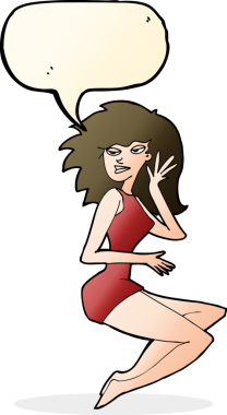 Bir insan tarafından çizilmiş konuşma balonu olan seksi bir kadın.