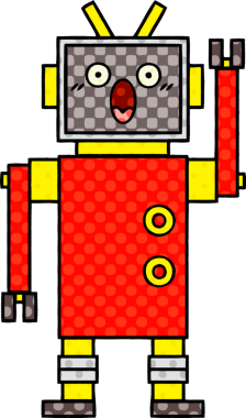 bir insan tarafından çizilmiş bir robotun çizgi roman tarzı