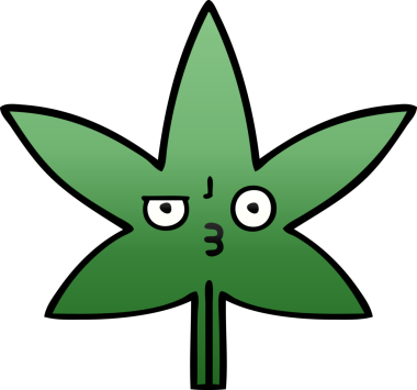 Bir insan tarafından çizilmiş marihuana yaprağının gölgeli çizgi filmi.