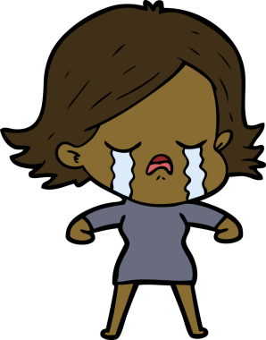 Bir insan tarafından çizilmiş ağlayan çizgi film kızı.