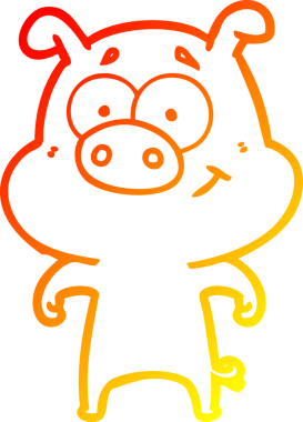 Bir insan tarafından çizilmiş mutlu çizgi film domuzu çizimi.