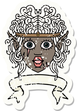 Retro Dövme Tarzı Elf Barbar karakter yüzü Bir insan tarafından çizilmiş pankartıyla