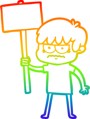 Gökkuşağı gradyan çizgi çizimi Bir insan tarafından çizilmiş bir çizgi film çocuğu