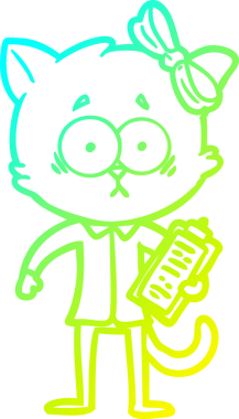 Bir insan tarafından çizilen çizgi film kedisinin soğuk gradyan çizgisi.