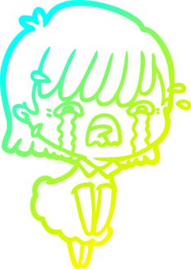 Bir insan tarafından çizilmiş ağlayan bir çizgi film kızı çizimi.