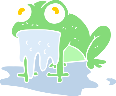 Bir insan tarafından çizilmiş küçük iğrenç kurbağanın düz renk çizimi