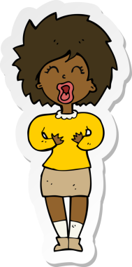 Bir insan tarafından çizilmiş çığlık atan bir kadının çıkartması.