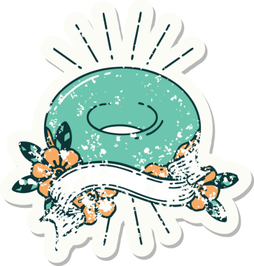 Bir insan tarafından çizilmiş eski bir dövme stili buzlu çörek.