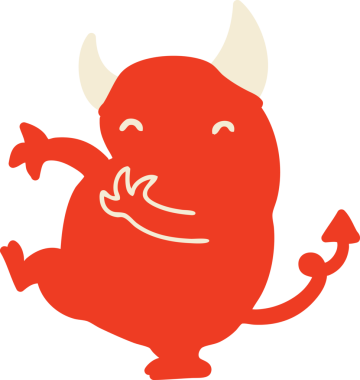 Bir insan tarafından çizilmiş dans eden küçük şeytan.