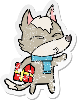 Bir insan tarafından çizilmiş bir Noel Kurdu 'nun hüzünlü çıkartması.