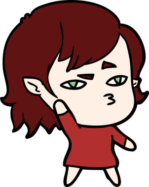 Bir insan tarafından çizilmiş vampir kız çizgi filmi.