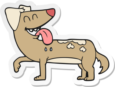 Bir insan tarafından çizilmiş nefes nefese kalmış bir köpeğin çıkartması.