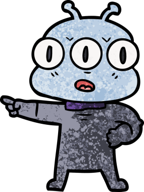 Bir insan tarafından çizilmiş üç gözlü uzaylı çizgi filmi.