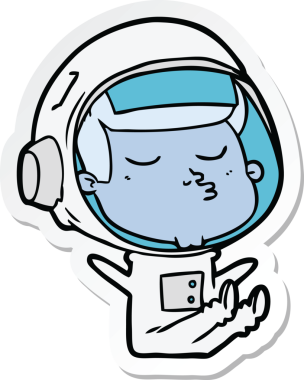 Bir insan tarafından çizilmiş kendine güvenen bir astronotun çıkartması.