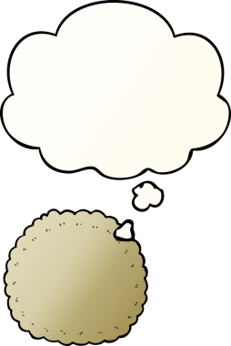 Düşünce baloncuklu çizgi film bisküvisi, bir insan tarafından çizilmiş düzgün bir gradyan stil.