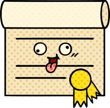 bir insan tarafından çizilmiş bir sertifikanın çizgi roman tarzı