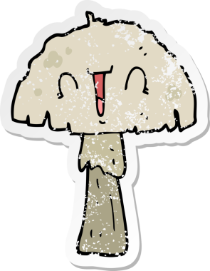 Bir insan tarafından çizilmiş karikatür mantarının sıkıntılı çıkartması