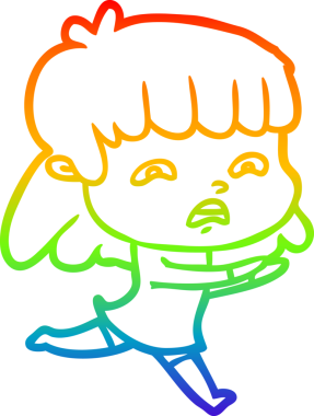 Gökkuşağı gradyan çizimi Bir insan tarafından çizilmiş endişeli bir çizgi kadın