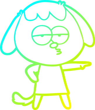 Bir insan tarafından çizilmiş ve sıkılmış bir köpeğin soğuk çizgi çizimi.