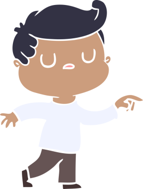 Düz renkli çizgi film karakteri, ilgisiz bir adamın bir insan tarafından çizildiğini gösteriyor.