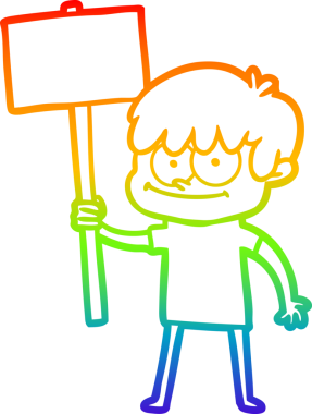 gökkuşağı gradyanı çizimi bir insan tarafından çizilmiş mutlu bir çizgi film adamı