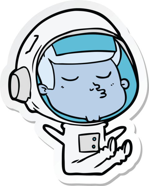 Bir insan tarafından çizilmiş kendine güvenen bir astronotun çıkartması.