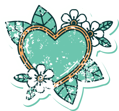 Bir insan tarafından çizilmiş botanik bir kalbin sembolik depresif dövmesi.