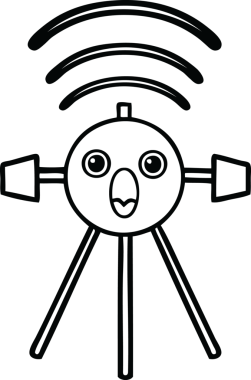 Bir insan tarafından çizilmiş bir uydu karikatürü.