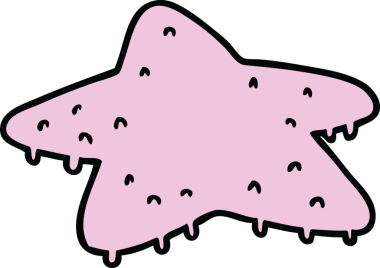 Bir insan tarafından çizilmiş yıldız balığının el çizimi karikatürü.