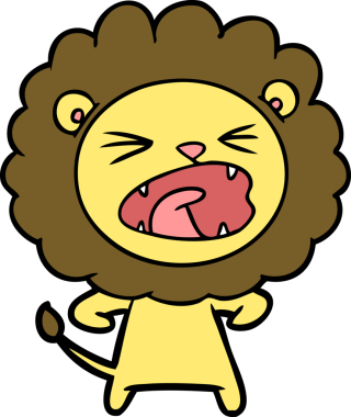 Bir insan tarafından çizilmiş kızgın aslan çizgi filmi.