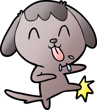 Bir insan tarafından çizilmiş şirin bir çizgi film köpeği.