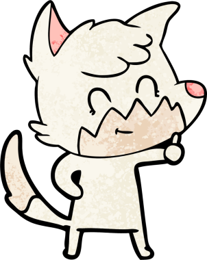 Bir insan tarafından çizilmiş çizgi film dostu tilki.